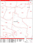 East Los Angeles  Wall Map Red Line Style